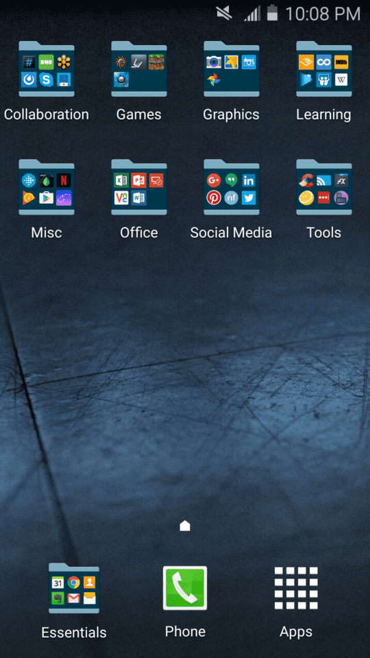 My homescreen of my PC, a Galaxy S4 Smartphone