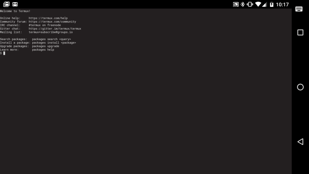 Termix Terminal running on my Google Nexus 6P with Android 7.1.1