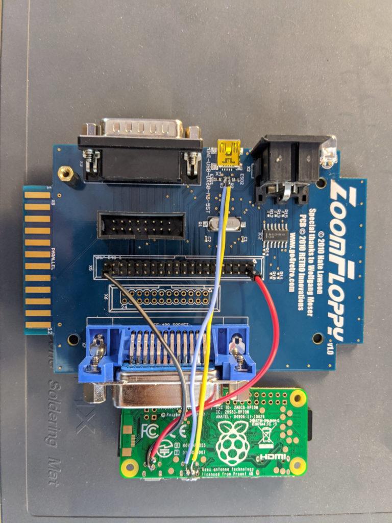 ZoomFloppy and Raspberry Pi soldered together